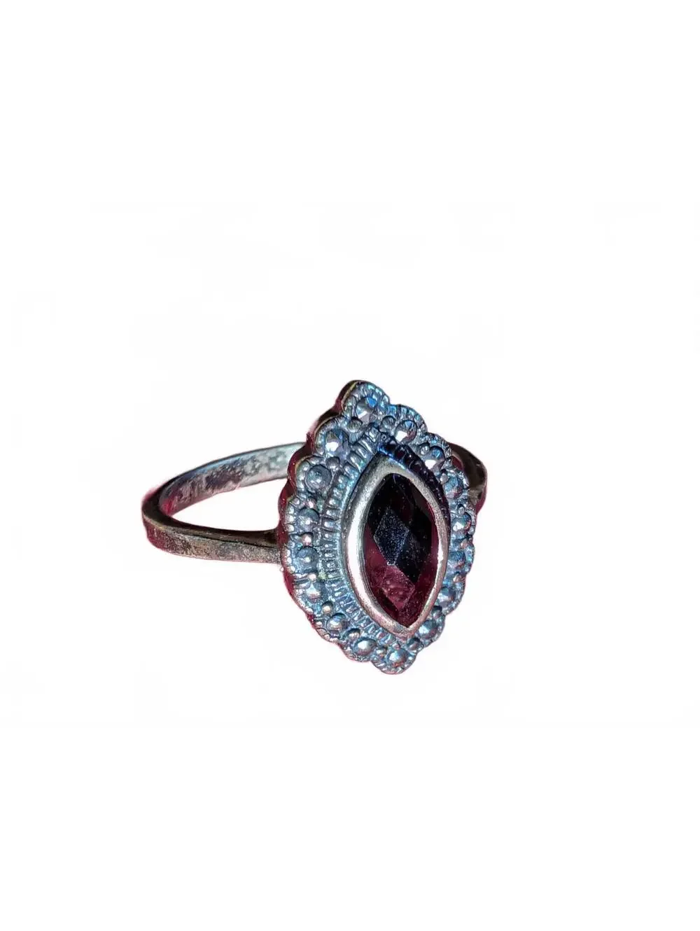 Vintage Sterling Silver Black Stone Ring Size 8
